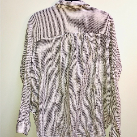 |Free People| Black and White Striped Shirt Size M - Picture 2 of 3